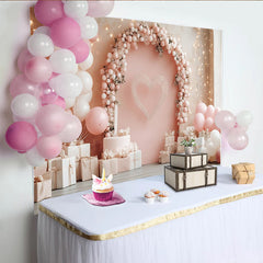 Lofaris Romantischer Valentinstag Hintergrund mit rosa Luftballons und Herz, elegante Kulisse für Feierlichkeiten und Fotoshootings