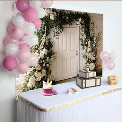 Lofaris Floraler Bogen Hochzeitsfotohintergrund mit weißen Blumen, natürliche Kulisse für Fotoshooting und Eventdekoration