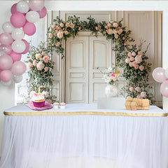 Lofaris Eleganter rosa Blumen-Hochzeitshintergrund mit Rosen und Pfingstrosen, romantische Kulisse für Verlobungsfeier und Fotoshooting