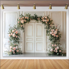 Lofaris Eleganter rosa Blumen-Hochzeitshintergrund mit Rosen und Pfingstrosen, romantische Kulisse für Verlobungsfeier und Fotoshooting