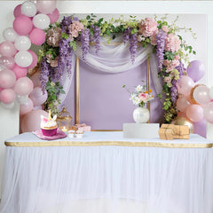 Lofaris Eleganter Lavendel Blumenrahmen Fotohintergrund mit Ballons, romantische Kulisse für Babyparty Geburtstag und Hochzeit