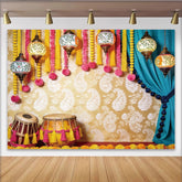 Lofaris Orientalischer Fotohintergrund mit Laternen und Paisley-Muster, festliche Kulisse für ethnische Events und Fotoshootings