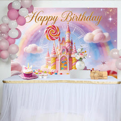 Lofaris Glitzer Regenbogen Zuckerland Geburtstagshintergrund für Mädchen, traumhafte Fotokulisse für Kinderparty und Fotoshooting