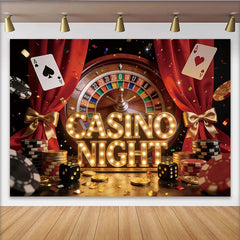 Lofaris Glänzender Casino-Nacht Hintergrund mit Roulette und Spielkarten, elegante Kulisse für Partydekoration und Fotoshooting