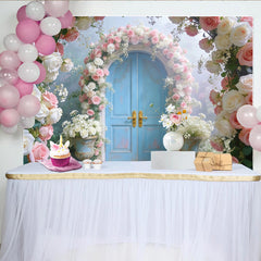 Lofaris Märchenhafter Blumenbogen Tür-Fotohintergrund in Pastellfarben, romantische Kulisse für Hochzeiten und Fotoshootings
