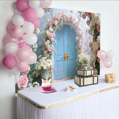 Lofaris Märchenhafter Blumenbogen Tür-Fotohintergrund in Pastellfarben, romantische Kulisse für Hochzeiten und Fotoshootings