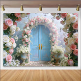 Lofaris Märchenhafter Blumenbogen Tür-Fotohintergrund in Pastellfarben, romantische Kulisse für Hochzeiten und Fotoshootings
