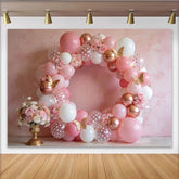 Lofaris Rosa Mädchen Geburtstagshintergrund mit Ballons und Schmetterlingen, wunderschöne Fotowand für Partydekoration und Fotoshooting