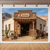 Lofaris Rustikaler Western Saloon Fotohintergrund mit Route 66, authentische Kulisse für professionelle Fotoshootings
