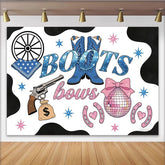 Lofaris Boots und Bows Geschlechtsenthüllungs-Hintergrund für Babyparty, glitzernde Rosa und Blau Fotowand für Partydekoration