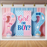 Lofaris Rosa und Blau Geschlechtsenthüllung Babyparty Hintergrund mit Fragezeichen, niedliche Fotokulisse für Babyparty Dekoration