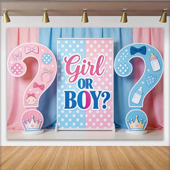 Lofaris Rosa und Blau Geschlechtsenthüllung Babyparty Hintergrund mit Fragezeichen, niedliche Fotokulisse für Babyparty Dekoration