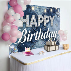 Lofaris Funkelnder Glitzer-Jeans-Geburtstagshintergrund mit Sternen und Lichterketten, stilvolle Kulisse für Party und Fotoshooting