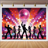 Lofaris Bunter Retro Disco Party Fotohintergrund mit Discokugel, lebendige Kulisse für Tanzabende und Fotoshootings