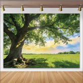 Lofaris Idyllischer Baum Naturlandschaft Hintergrund mit grünen Blättern und Wurzeln, wunderschöne Fotokulisse für Fotostudio