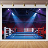 Lofaris Dynamischer Boxring-Hintergrund mit hellen Scheinwerfern, dramatische Kulisse für Sportveranstaltungen und Fotoshootings