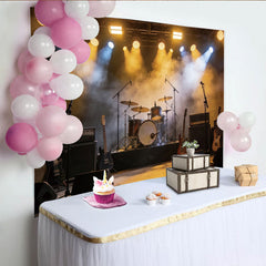 Lofaris Dynamischer Musikbühnen-Hintergrund mit Lichtern und Rauch für Konzerte, perfekte Kulisse für Rockband Live-Musik und Fotostudio