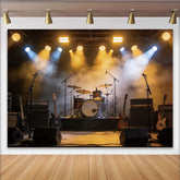 Lofaris Dynamischer Musikbühnen-Hintergrund mit Lichtern und Rauch für Konzerte, perfekte Kulisse für Rockband Live-Musik und Fotostudio