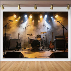 Lofaris Atmosphärischer Konzertbühnen-Hintergrund mit Lichtern und Rauch, professionelle Musik-Fotokulisse für Live-Events und Fotoshootings