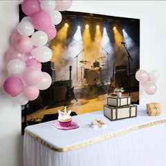 Lofaris Dynamischer Konzertbühnen-Hintergrund mit Lichtern und Rauch, professionelle Fotokulisse für Musikveranstaltungen und Events