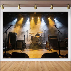 Lofaris Dynamischer Konzertbühnen-Hintergrund mit Lichtern und Rauch, professionelle Fotokulisse für Musikveranstaltungen und Events