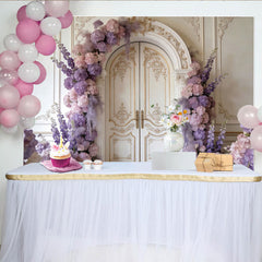 Lofaris Eleganter Blumen-Türbogen-Hintergrund in Rosa und Lila für Hochzeiten, romantische Kulisse im Barockstil für Fotostudio