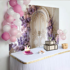 Lofaris Eleganter Blumen-Türbogen-Hintergrund in Rosa und Lila für Hochzeiten, romantische Kulisse im Barockstil für Fotostudio