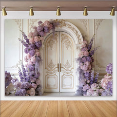 Lofaris Eleganter Blumen-Türbogen-Hintergrund in Rosa und Lila für Hochzeiten, romantische Kulisse im Barockstil für Fotostudio