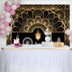 Lofaris Eleganter Schwarz-Gold Art-Déco-London-Fotohintergrund, luxuriöse Kulisse für stilvolle Events und professionelle Fotografie