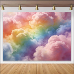 Lofaris Regenbogenwolken Fotohintergrund mit sanften Pastellfarben und weichen Wolken, verträumte Kulisse für Kinderporträts