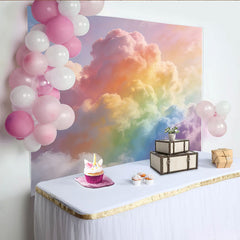 Lofaris Traumhafter Pastell Regenbogen Wolkenhintergrund für Babyfotos, ätherische Fotokulisse für Kinderfotoshootings und Studio