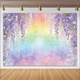 Lofaris Aquarell Glyzinien Regenbogen Fotohintergrund mit zarten Blüten, verträumte Kulisse für Porträts und Frühlings-Events