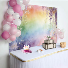 Lofaris Traumhafter Aquarell Blumen Regenbogen Hintergrund für Fotografie, vielseitige Kunst-Fotokulisse für Studio und Events