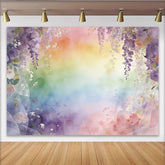 Lofaris Traumhafter Aquarell Blumen Regenbogen Hintergrund für Fotografie, vielseitige Kunst-Fotokulisse für Studio und Events