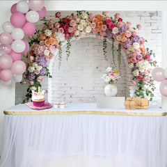 Lofaris Eleganter Blumenbogen Fotohintergrund für Hochzeit, bunte Rosen, romantische Kulisse für Fotoshooting und Eventdekoration