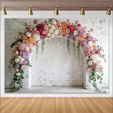 Lofaris Eleganter Blumenbogen Fotohintergrund für Hochzeit, bunte Rosen, romantische Kulisse für Fotoshooting und Eventdekoration