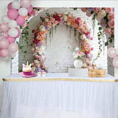 Lofaris Romantischer Blumenbogen Hochzeitsfotohintergrund mit bunten Rosen, elegante Kulisse für Verlobung und Fotoshootings