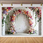 Lofaris Romantischer Blumenbogen Hochzeitsfotohintergrund mit bunten Rosen, elegante Kulisse für Verlobung und Fotoshootings
