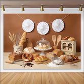 Lofaris Rustikaler Bäckerei Hintergrund mit Brot Brezeln und Kuchen, Küchen-Fotowand für Food-Fotografie Fotoshooting