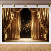 Lofaris Goldener Vorhang Fotohintergrund mit funkelnden Lichtern, elegante Kulisse für professionelles Fotostudio und festliche Anlässe