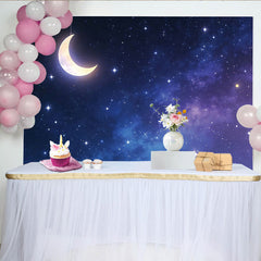 Lofaris Dunkelblauer Sternenhimmel Fotohintergrund mit leuchtendem Mond, magische Kulisse für Kinder und Fotoshootings