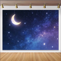 Lofaris Dunkelblauer Sternenhimmel Fotohintergrund mit leuchtendem Mond, magische Kulisse für Kinder und Fotoshootings