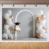 Lofaris Eleganter Abschlussfeierhintergrund mit Doktorhut Büchern Luftballons, stilvolle Kulisse für Feierlichkeiten und Fotoshootings