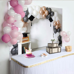 Lofaris Abschlussfeierhintergrund mit Luftballons in Roségold Grau Weiß, stilvolle Fotowand für Dekoration und Fotoshooting