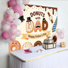 Lofaris Bunter Donut Vatertagshintergrund mit Papa-Motiv und Streuseln, süße Fotowand für Familienfeier oder Fotoshooting