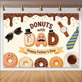 Lofaris Bunter Donut Vatertagshintergrund mit Papa-Motiv und Streuseln, süße Fotowand für Familienfeier oder Fotoshooting