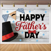 Lofaris Happy Father's Day Vatertags-Hintergrund in Holzoptik mit Zylinder und Fliege, festliche Fotowand für Papa Party Dekoration