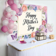 Lofaris Eleganter Muttertags-Hintergrund mit Aquarellblumen und Schmetterlingen, zarte Kulisse für festliche Feiern und Fotoshootings
