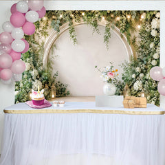 Lofaris Eleganter Blumenbogen Fotohintergrund mit weißen Rosen, romantische Kulisse für Hochzeitsfotos und Eventdekoration