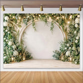 Lofaris Eleganter Blumenbogen Fotohintergrund mit weißen Rosen, romantische Kulisse für Hochzeitsfotos und Eventdekoration